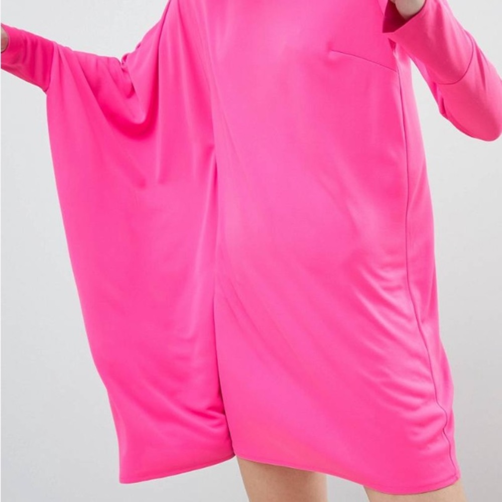 ASOS ASYMMETRIC HOT PINK DRESS